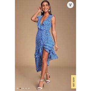 Lulus Floral Ruffled Wrap Dress